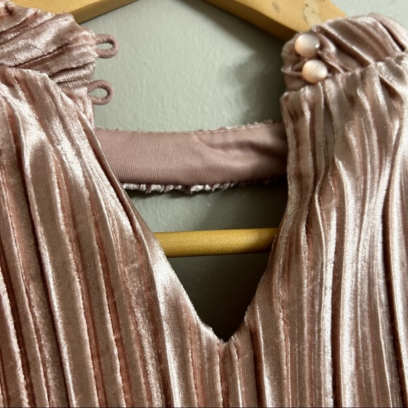 Pleated Velvet Pink Dress - Picture 2 of 6